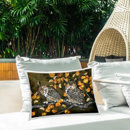 Stupell Industries Inquisitor Owls Autumn Branch Outdoor Printed Pillow